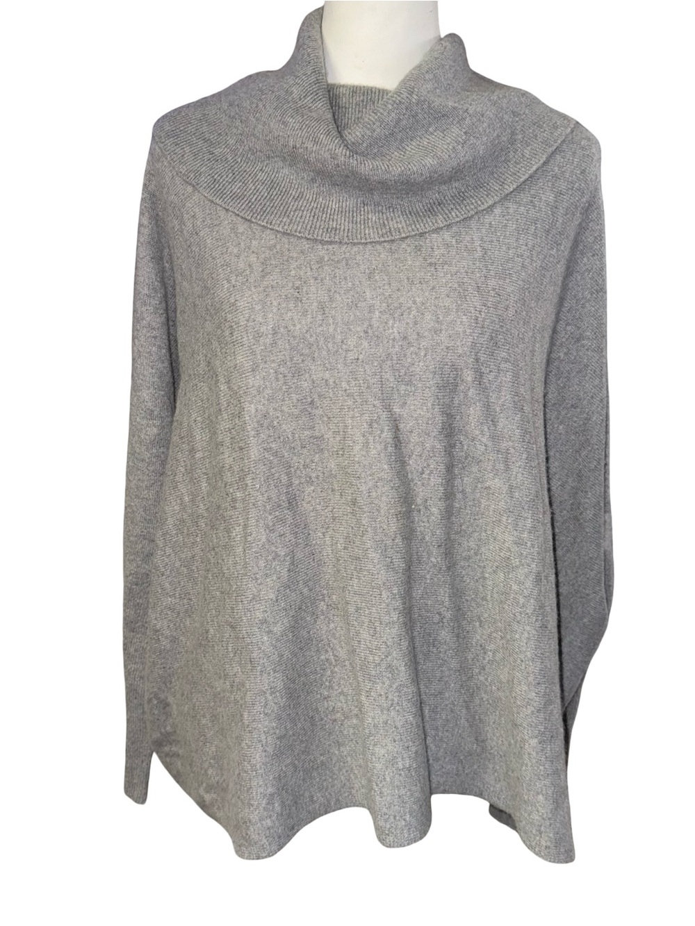 Garnet Hill Cashmere Batwing Cape Poncho Sweater Grey Small